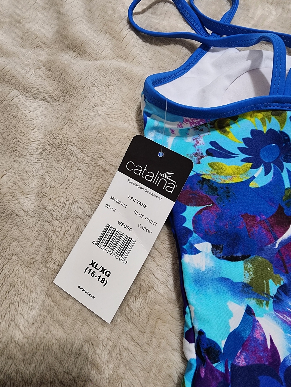 Catalina Blue Floral Print One-Piece Swimsuit Size XL NWT - Picture 4 of 4